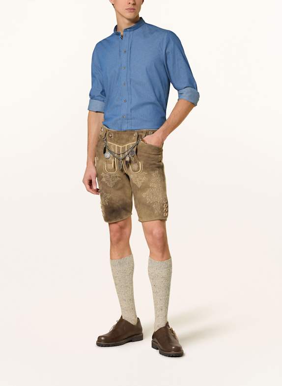 Grasegger Traditioneel hemd KISSING Regular Fit met opstaande kraag BLAUW