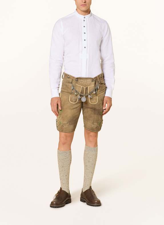 Grasegger Trachtenhemd KOPEKE Regular Fit mit Leinen und Stehkragen WEISS