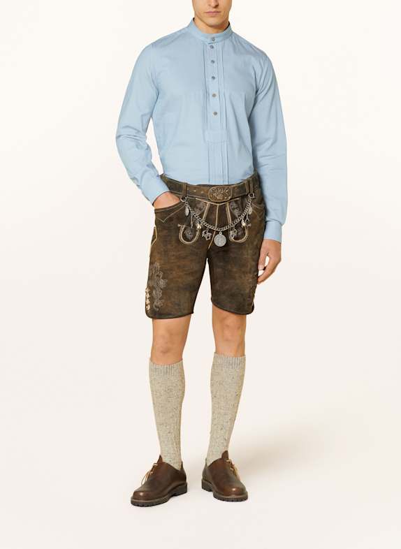 Grasegger Traditioneel hemd KOPEKE met opstaande kraag Extra Slim Fit LICHTBLAUW