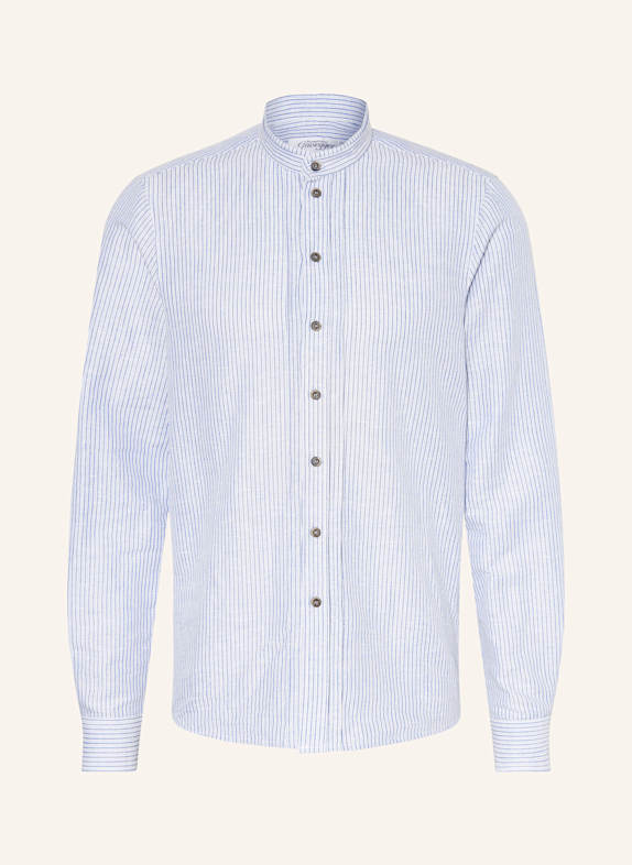 Grasegger Trachtenhemd KISSING Regular Fit mit Stehkragen und Leinen WEISS/ BLAU