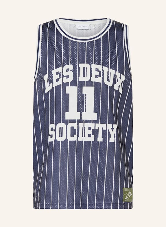 LES DEUX Tank top SILAS z siateczki GRANATOWY/ BIAŁY