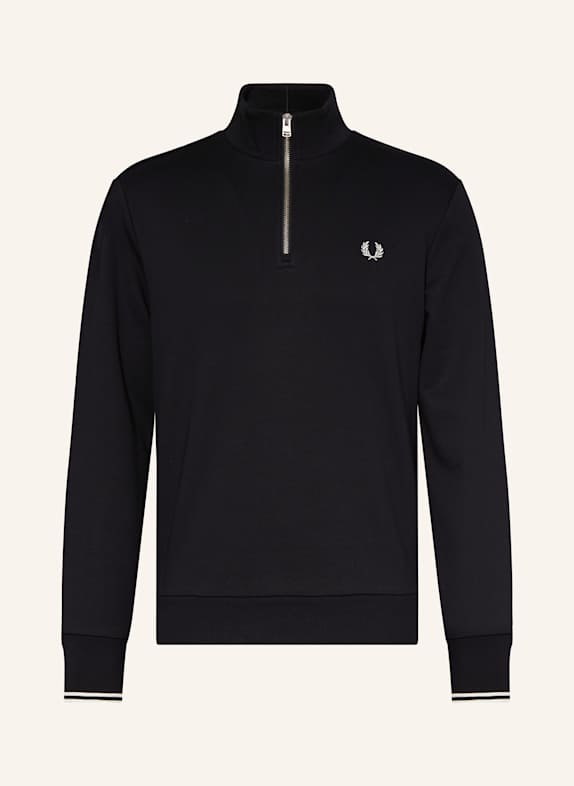 FRED PERRY Bluza dresowa typu troyer CZARNY