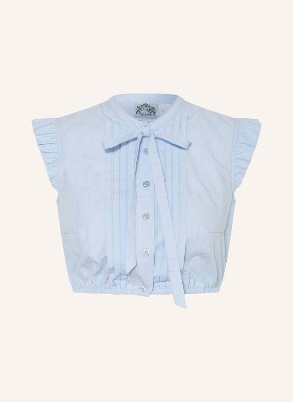 Hammerschmid Dirndlbluse ANTONIA mit Schluppe und Rüschen HELLBLAU
