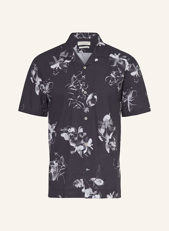 COLOURS & SONS Resorthemd Regular Fit SCHWARZ/ HELLGRAU