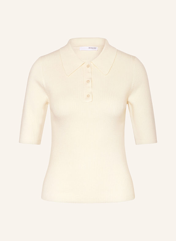 SELECTED Femme Strick-Poloshirt WEISS