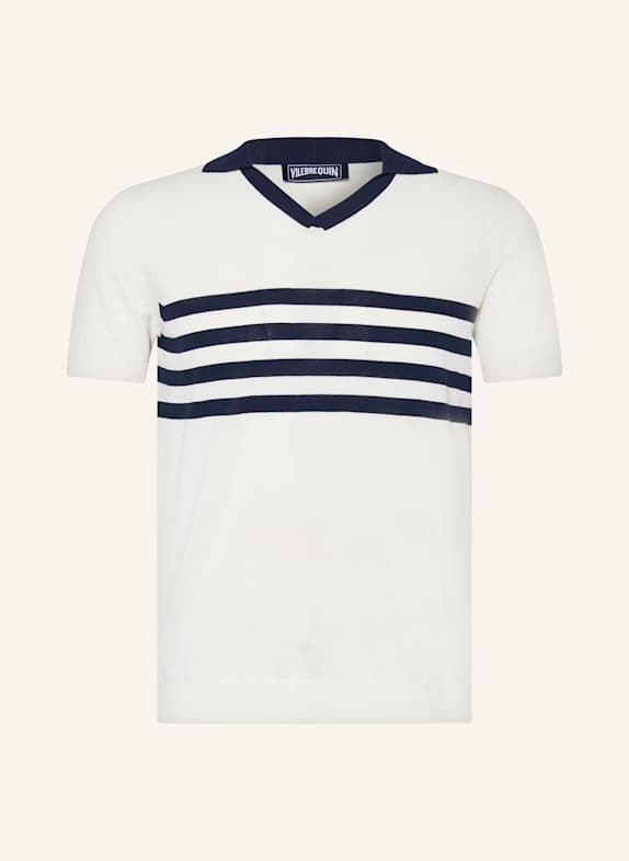 VILEBREQUIN Strick-Poloshirt AMOUR ECRU/ DUNKELBLAU