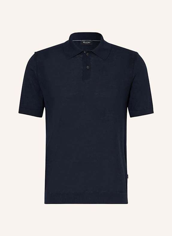 MAERZ MUENCHEN Piqué-Poloshirt mit Leinen DUNKELBLAU