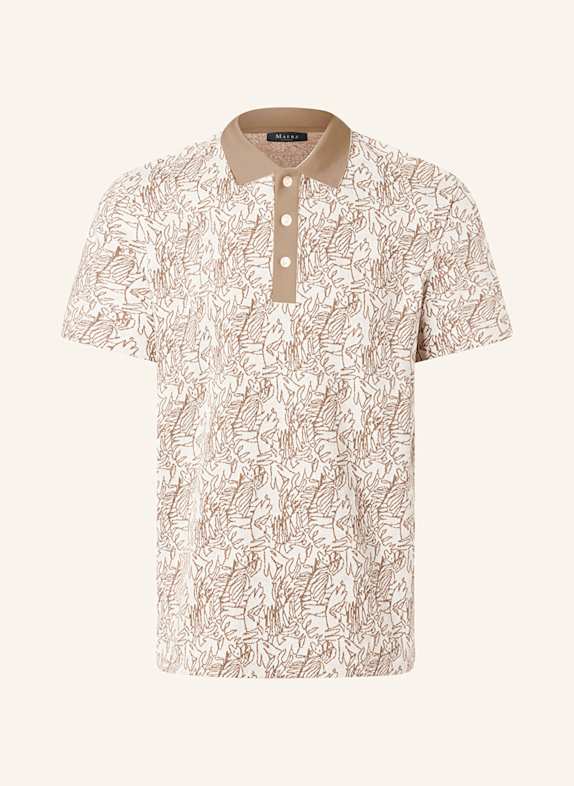 MAERZ MUENCHEN Jacquard-Poloshirt WEISS/ BRAUN
