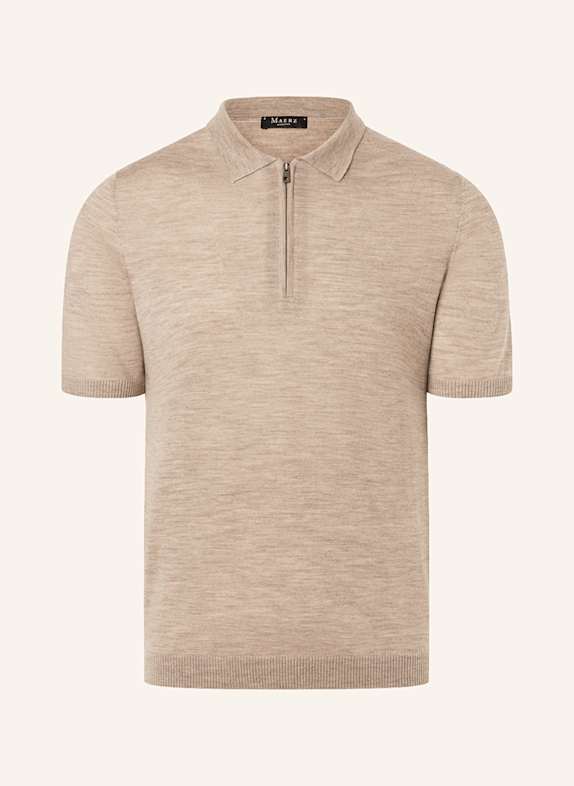 MAERZ MUENCHEN Strick-Poloshirt aus Merinowolle BEIGE