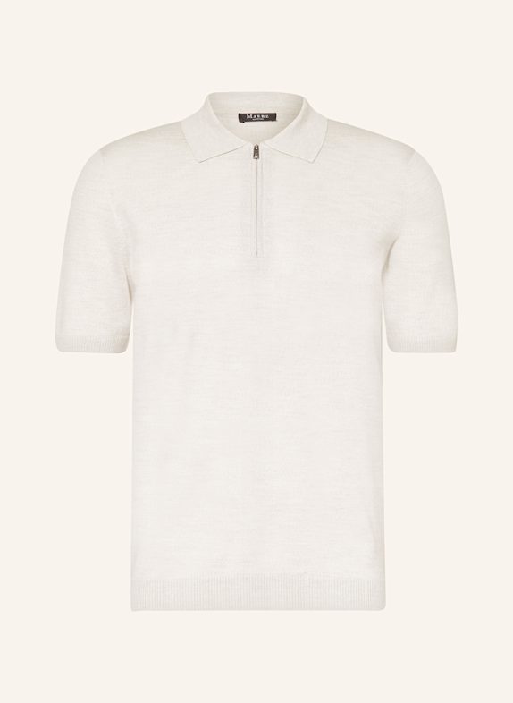 MAERZ MUENCHEN Strick-Poloshirt aus Merinowolle HELLGRAU
