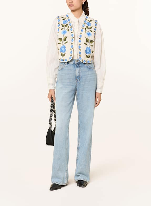 Y.A.S. Weste ECRU / GRÜN / HELLBLAU