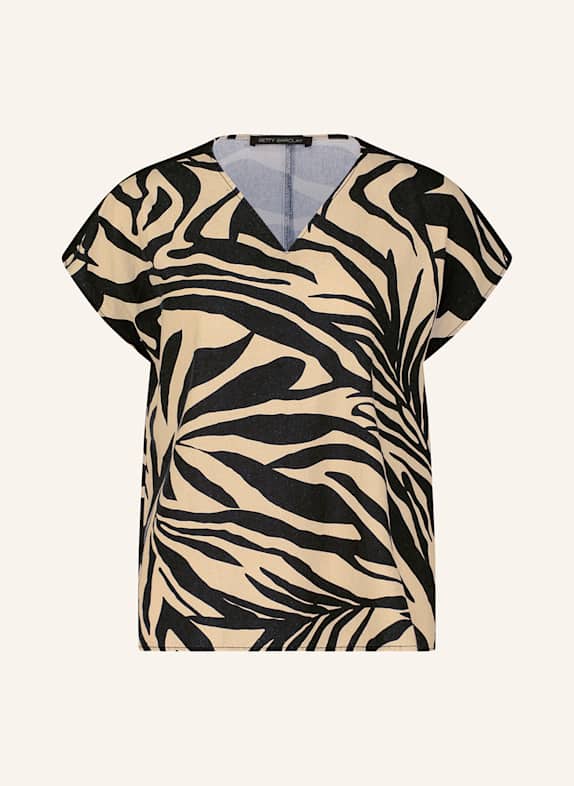 Betty Barclay Blouse top DANAE with linen CAMEL/ BLACK