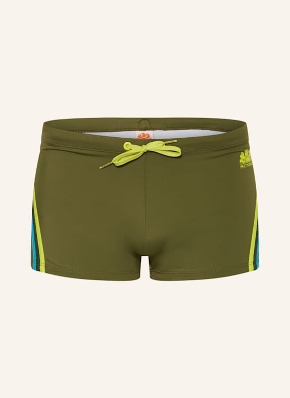 SUNDEK Kąpielówki RAINBOW KHAKI/ JASKRAWY ŻÓŁTY/ TURKUSOWY