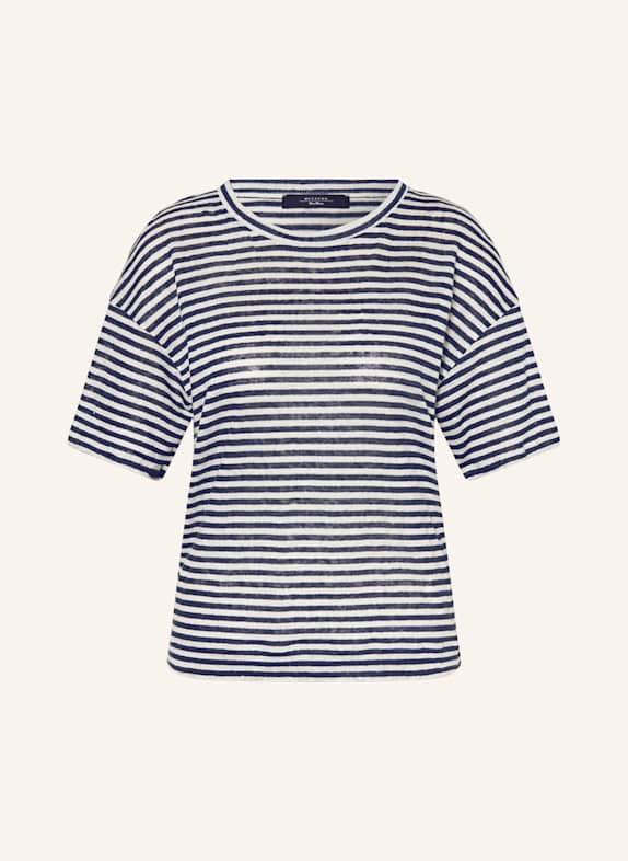 WEEKEND Max Mara BARCA linen T-shirt WHITE/ DARK BLUE