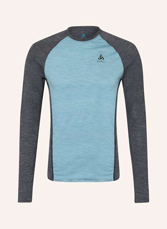 odlo Funktionswäsche-Shirt PERFORMANCE WOOL mit Merinowolle DUNKELGRAU/ BLAU