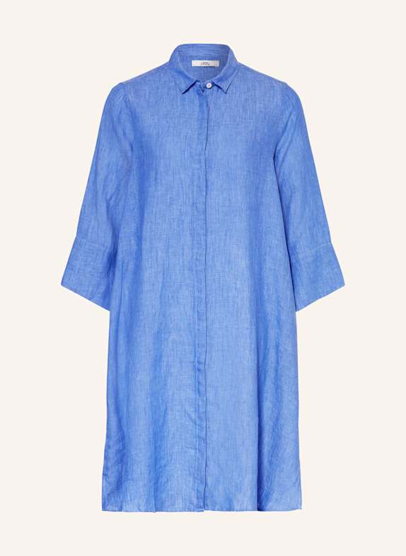 0039 ITALY Hemdblusenkleid GRACY aus Leinen mit 3/4-Arm BLAU