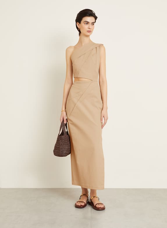 Max Mara One-shoulder dress NIEVO LIGHT BROWN