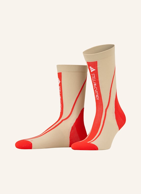 adidas by Stella McCartney Skarpety ADIDAS BY STELLA MCCARTNEY CREW BEŻOWY/ CZERWONY