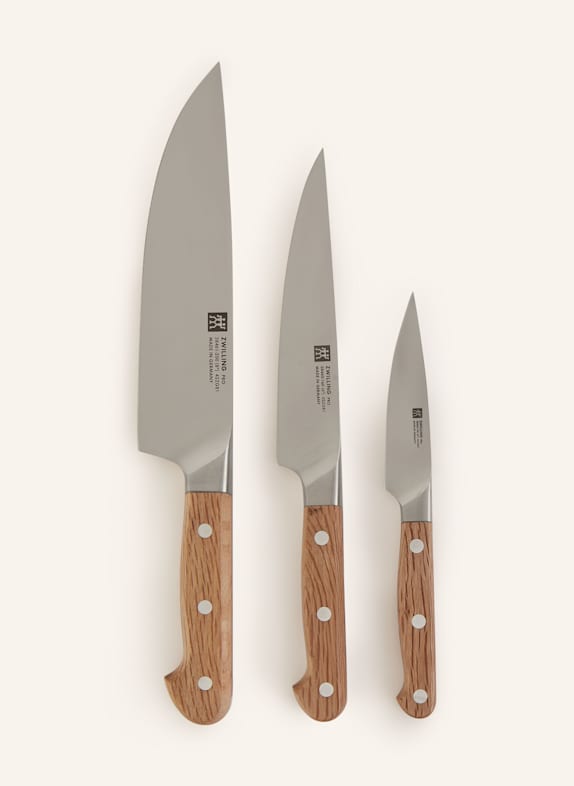 ZWILLING 3-tlg. Messer-Set PRO WOOD HELLBRAUN/ SILBER