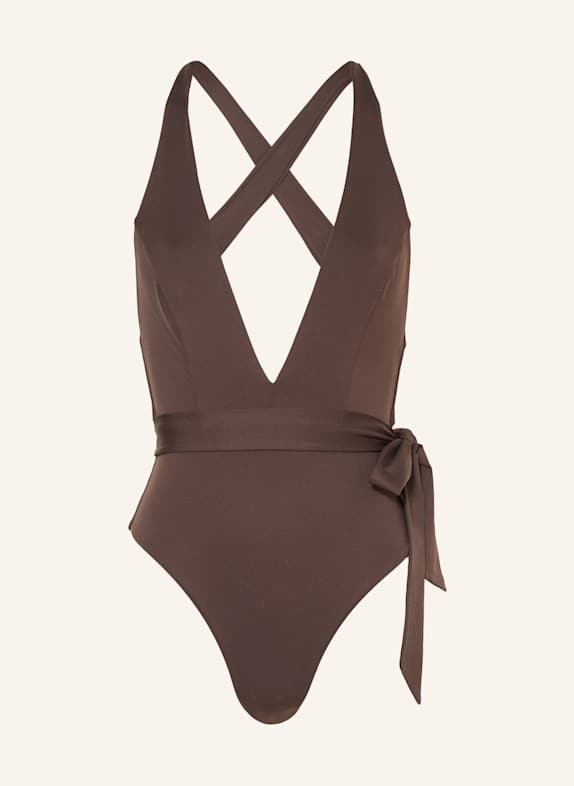 Max Mara BEACHWEAR Strój kąpielowy CRISTEL CIEMNOBRĄZOWY