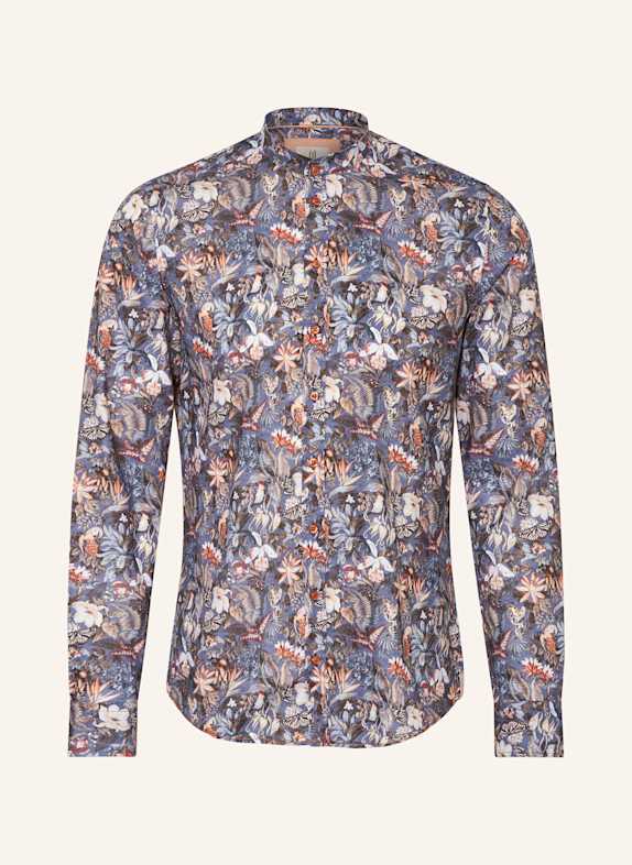 Q1 Manufaktur Hemd Regular Fit mit Leinen BLAU/ ORANGE/ WEISS