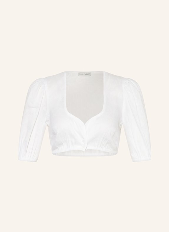 Heimatglück Tracht Dirndlbluse IDA mit 3/4-Arm und Leinen WEISS