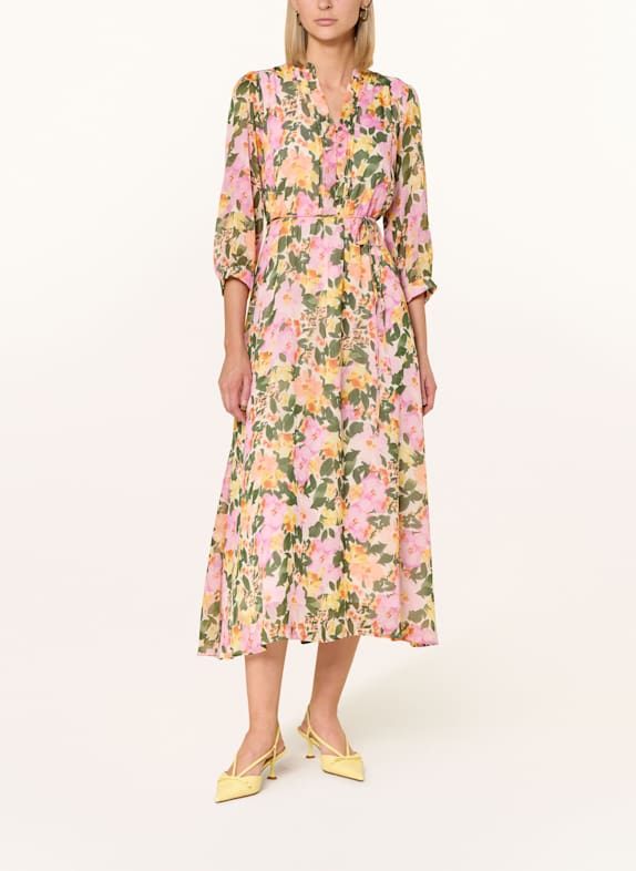 MORE & MORE Kleid mit 3/4-Arm PINK/ DUNKELGRÜN/ GELB