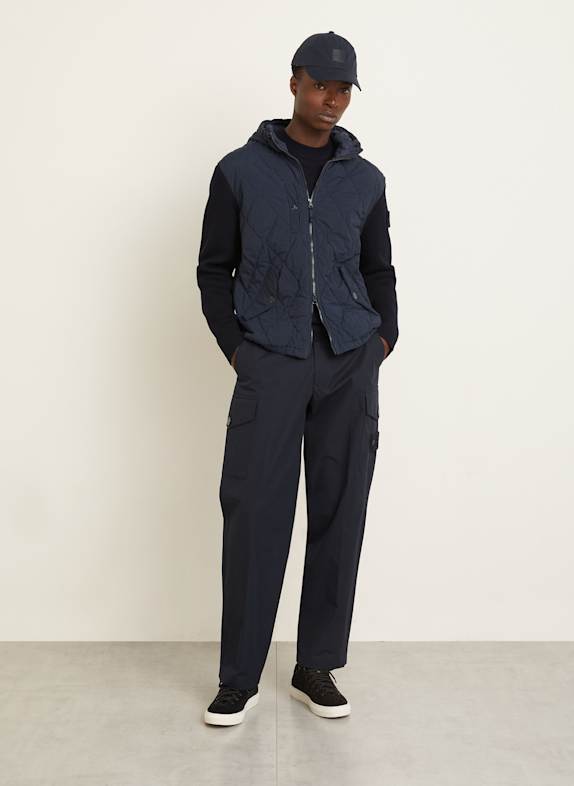 STONE ISLAND Bluzon GHOST z mieszanki materiałów GRANATOWY