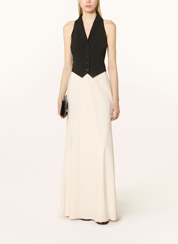 LAUREN RALPH LAUREN Abendkleid im Materialmix SCHWARZ/ CREME