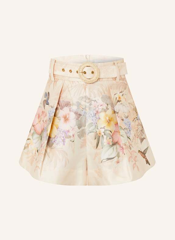 ZIMMERMANN Shorts ILLUMINATE TUCK mit Seide ECRU/ HELLGRÜN/ HELLLILA