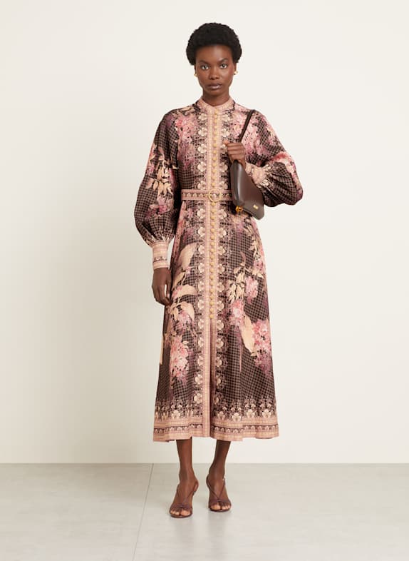 ZIMMERMANN Linen dress BLACK/ BROWN/ PINK