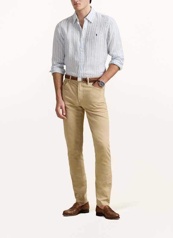 POLO RALPH LAUREN Linnen hemd Custom Fit WIT / LICHTBLAUW