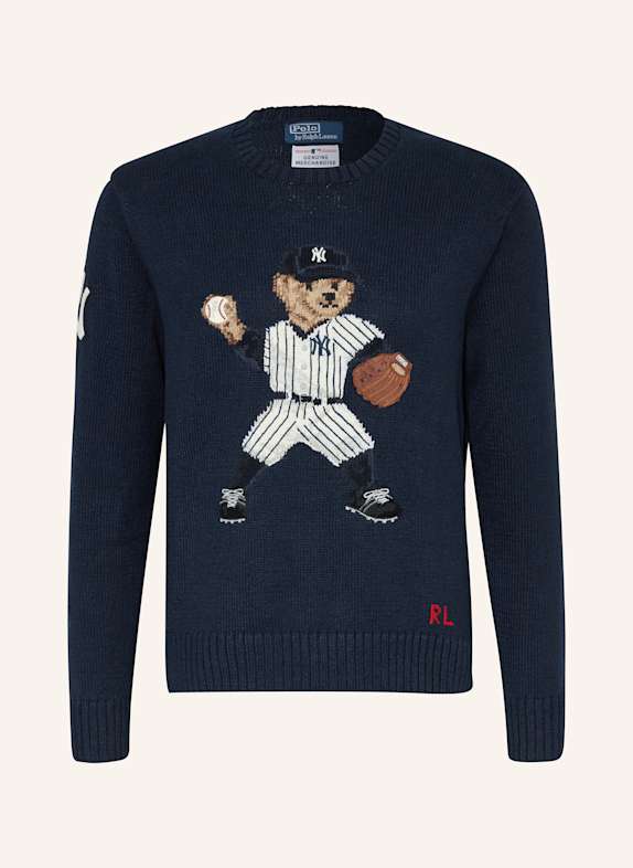 POLO RALPH LAUREN Pullover YANKEES LSBEARCN mit Leinen DUNKELBLAU