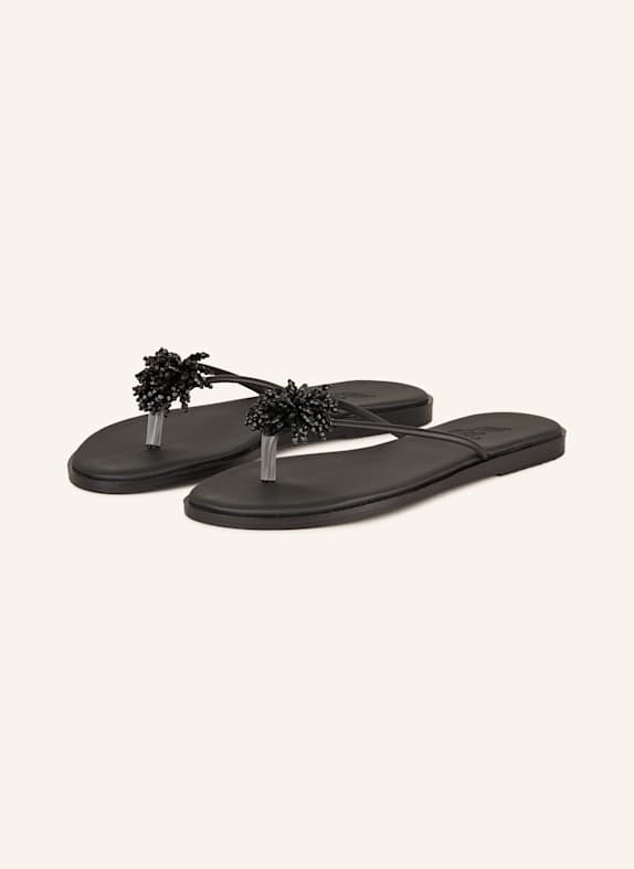 ANCIENT GREEK SANDALS CLEO flip flops with decorative gems BLACK