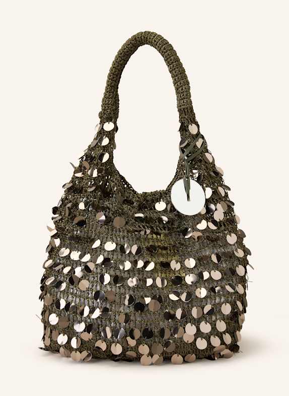 JW ANDERSON Schultertasche SEQUIN mit Pouch und Pailletten DUNKELBRAUN
