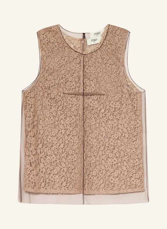 FENDI Blouse top in mixed materials LIGHT BROWN