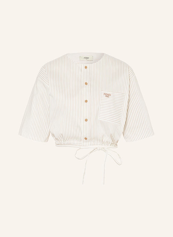 FENDI Blouse WHITE/ BROWN/ LIGHT BROWN