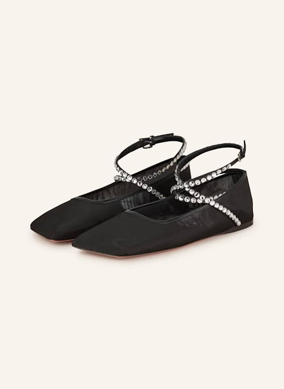 AMINA MUADDI Ballerinas ANE mit Schmucksteinen SCHWARZ