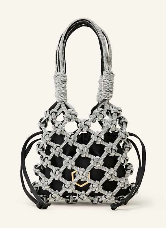 HIBOURAMA Handtasche LOLA mit Pouch und Schmucksteinen SILBER