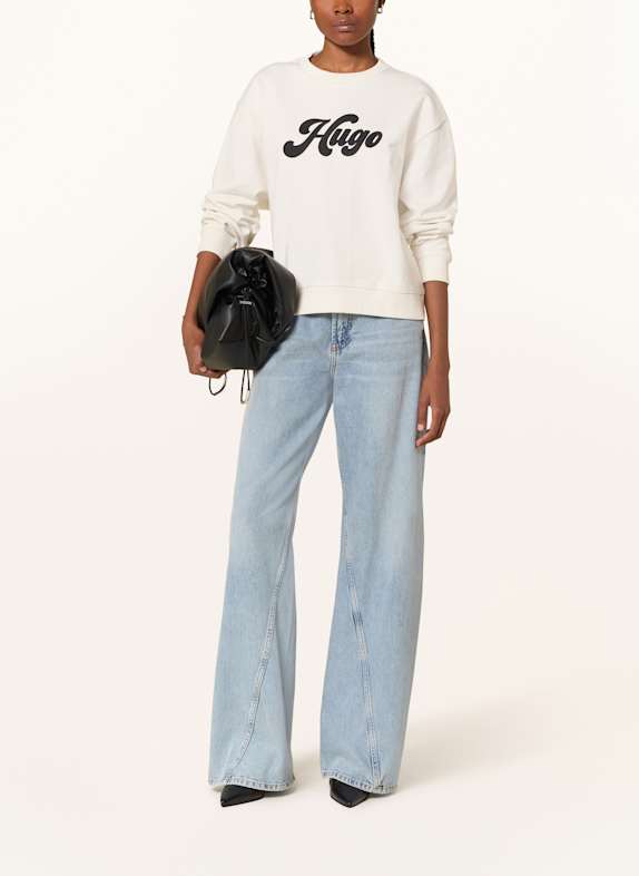 HUGO Sweatshirt DEROXINA WIT / ZWART