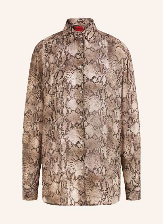HUGO Hemdbluse THE BOYFRIEND SHIRT BRAUN/ HELLBRAUN/ DUNKELBRAUN