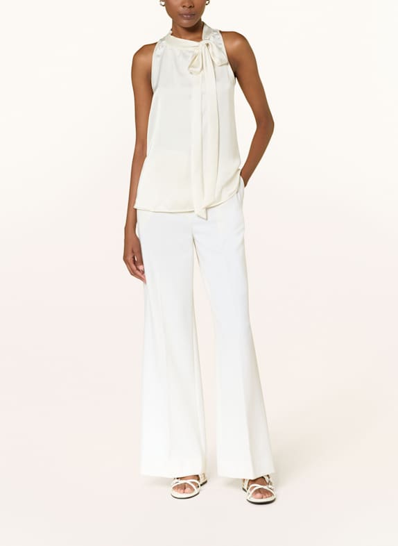 HUGO CELUNI satin bow-tie blouse ECRU