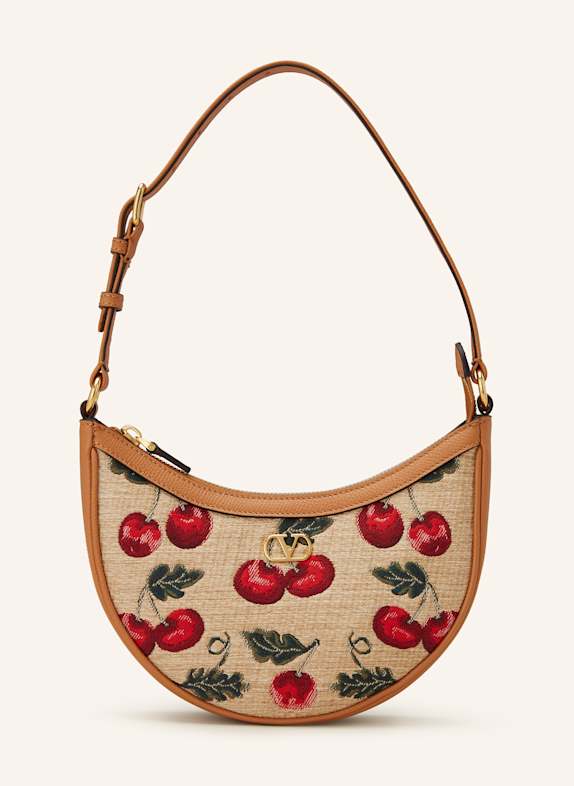 VALENTINO GARAVANI Schultertasche VOLOGO SIGNATURE BEIGE/ ROT/ GRÜN