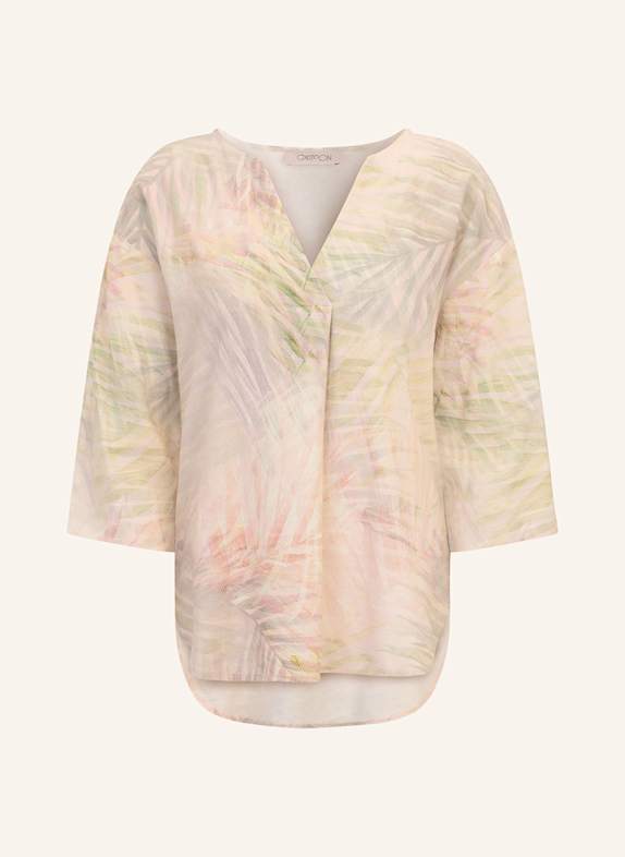 CARTOON Shirt blouse with linen and 3/4 sleeves CREAM/ LIGHT GREEN/ LIGHT ORANGE
