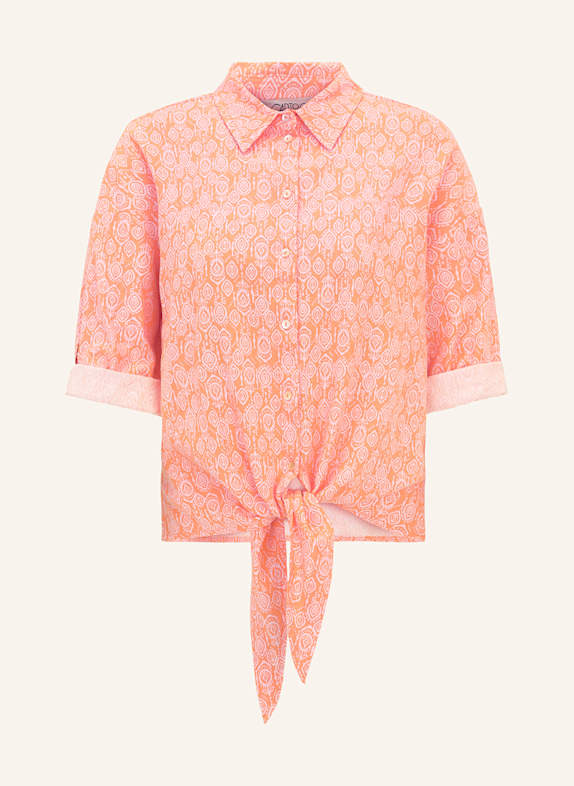CARTOON Shirt blouse with linen and 3/4 sleeves ORANGE/ LIGHT PINK