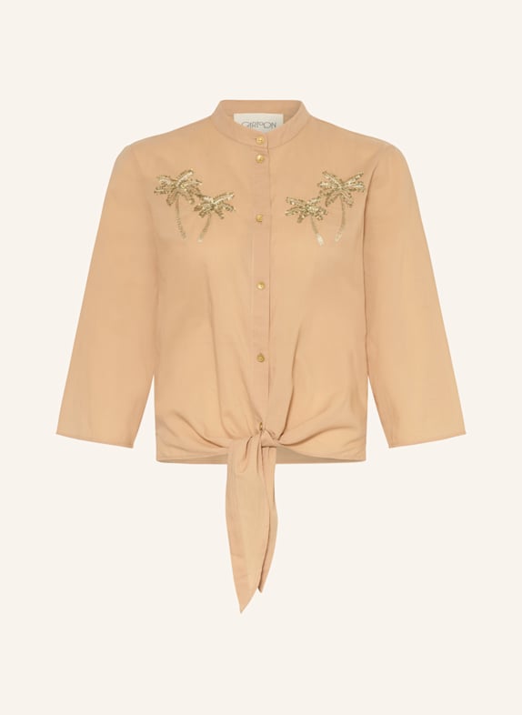 CARTOON Blouse with 3/4 sleeves and sequins BEIGE