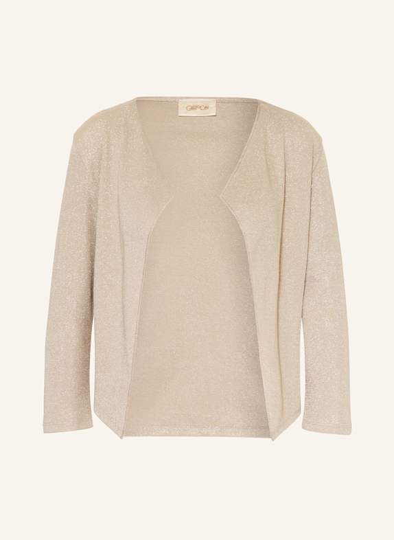 CARTOON Knit cardigan with 3/4 sleeves and glitter thread BEIGE/ GOLD