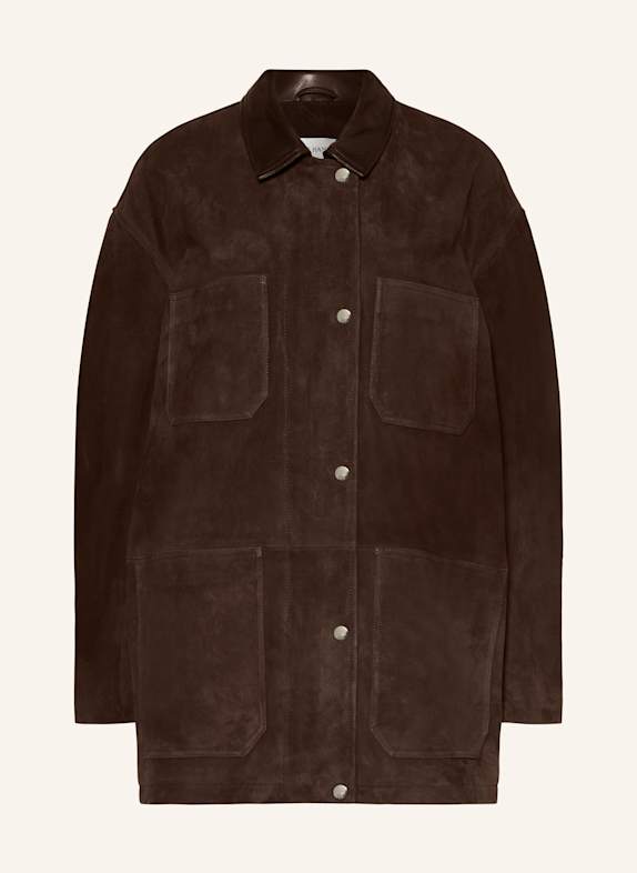 NOUR HAMMOUR Leather jacket BARN DARK BROWN