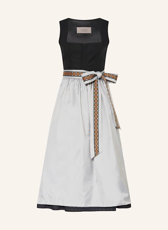ALISSA BY KINGA MATHE Dirndl KARLA mit Leinen SCHWARZ/ GRAU/ HELLGRAU