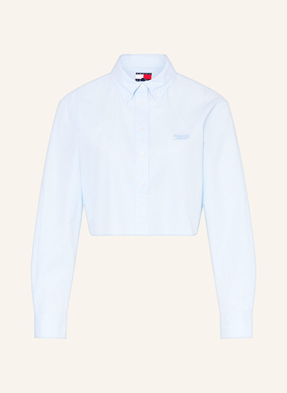 TOMMY JEANS Cropped-Hemdbluse WEISS/ HELLBLAU